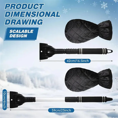 Retractable Ice Snow Scrapers with Gloves Mitt
