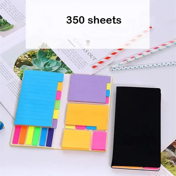 PU Leather Case Colorful Sticky Notes Set with Pen Holder