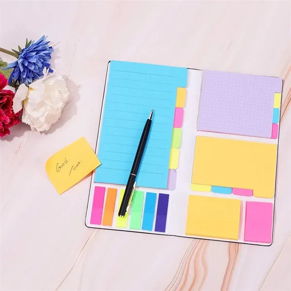 PU Leather Case Colorful Sticky Notes Set with Pen Holder