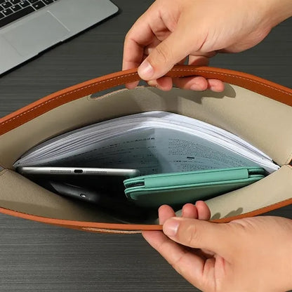 Spacious Portable PU Leather Document Holder with Handle