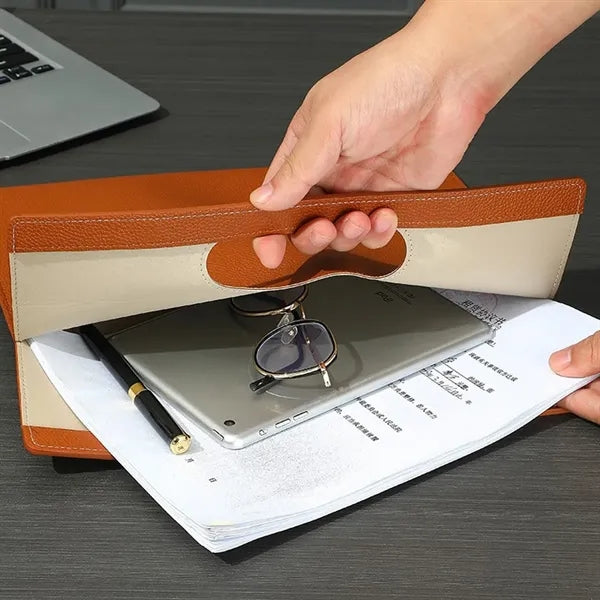 Spacious Portable PU Leather Document Holder with Handle