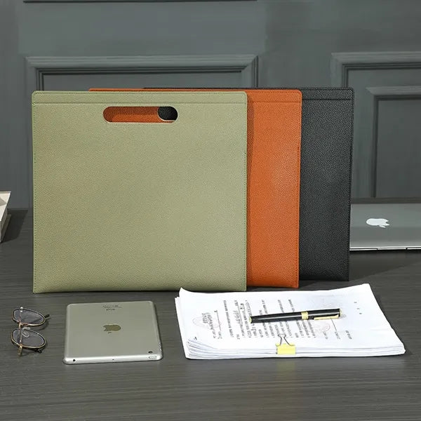 Spacious Portable PU Leather Document Holder with Handle