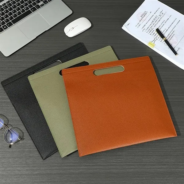 Spacious Portable PU Leather Document Holder with Handle