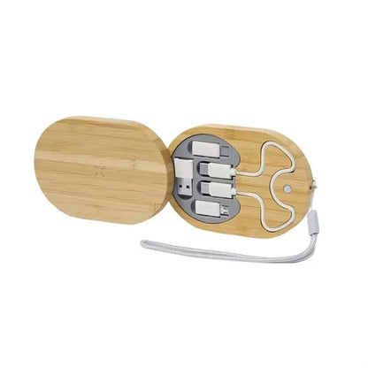 Bamboo Wireless Charger Set with Multi-Cable Organizer
