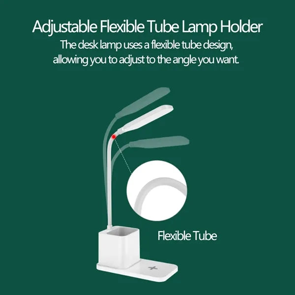 Flexible Neck Wireless Charging Desk Lamp with Pen Holder