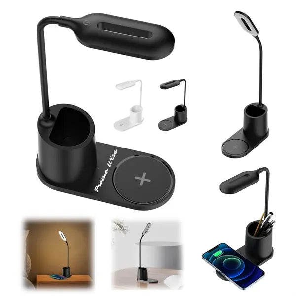 Adjustable Brightness Gooseneck Wireless Charging Desk Lamp