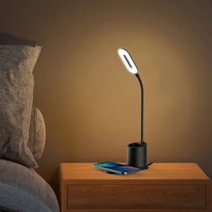 Adjustable Brightness Gooseneck Wireless Charging Desk Lamp