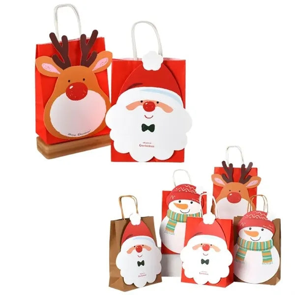Christmas Kraft Paper Gift Bags with Handles