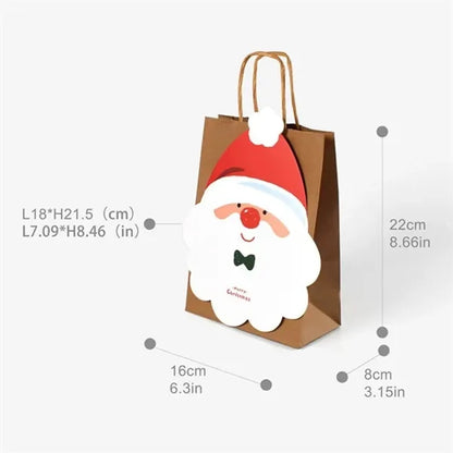 Christmas Kraft Paper Gift Bags with Handles