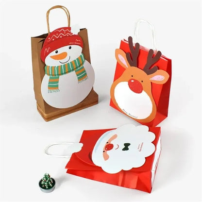 Christmas Kraft Paper Gift Bags with Handles