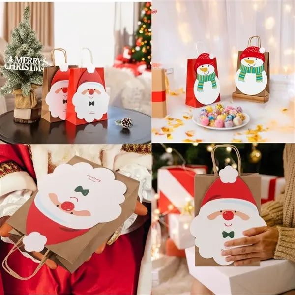 Christmas Kraft Paper Gift Bags with Handles