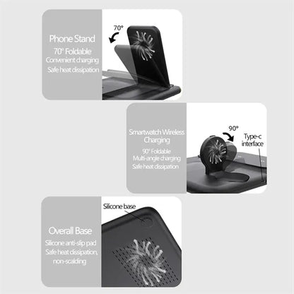 4-in-1 Dual-Coil Foldable Smart Magnetic Wireless Charger
