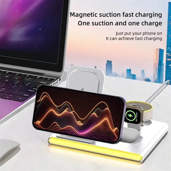 4-in-1 Dual-Coil Foldable Smart Magnetic Wireless Charger