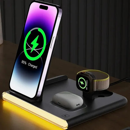 4-in-1 Dual-Coil Foldable Smart Magnetic Wireless Charger