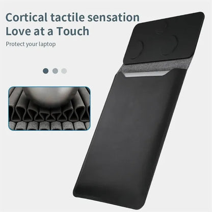 5-in-1 Magnetic Wireless Charger PU Leather Laptop Sleeve