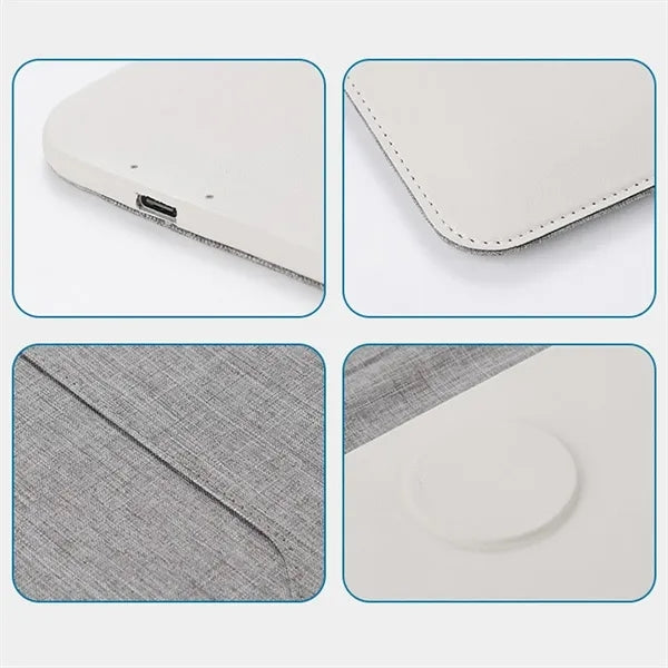 5-in-1 Magnetic Wireless Charger PU Leather Laptop Sleeve