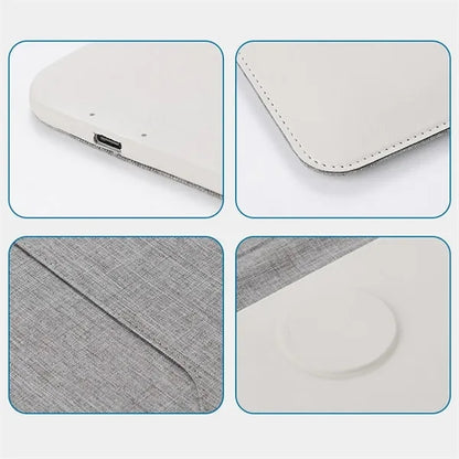 5-in-1 Magnetic Wireless Charger PU Leather Laptop Sleeve