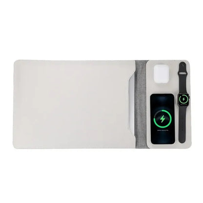 5-in-1 Magnetic Wireless Charger PU Leather Laptop Sleeve