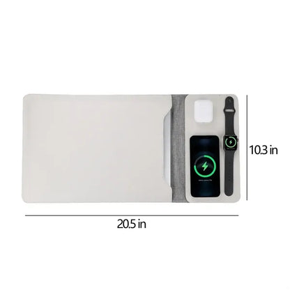 5-in-1 Magnetic Wireless Charger PU Leather Laptop Sleeve
