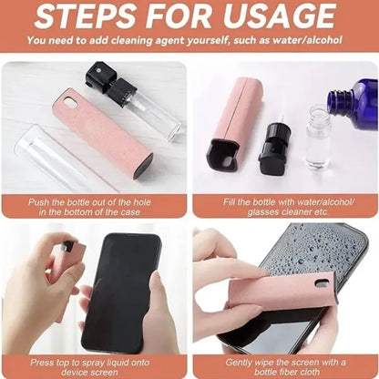 Spray and Wipe Screen Cleaner with Built-in Spray Bottle
