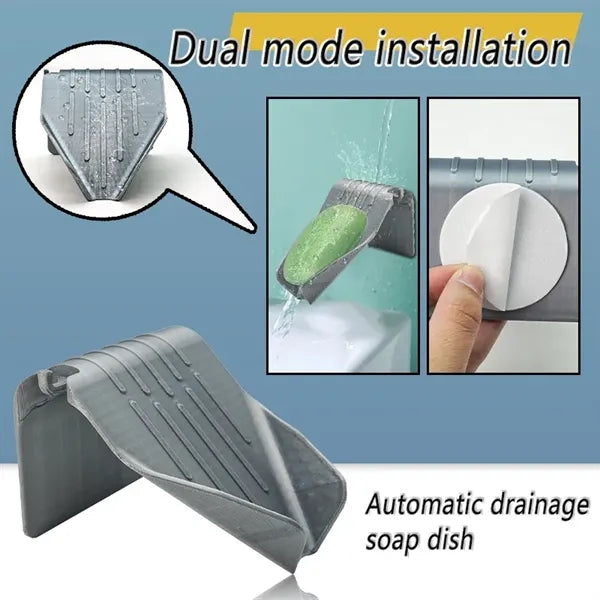 Non-punching automatic draining soap dish