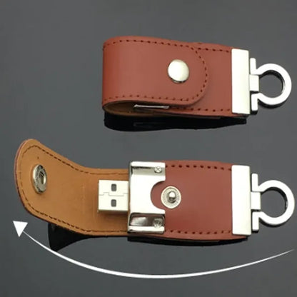 Leather Metal Keychain Design High-Speed USB 3.0 Flash Drive