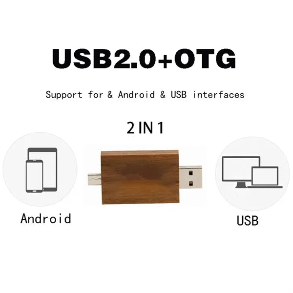 Dual Head OTG Design File Transfer Wooden 3.0 Flash Drive