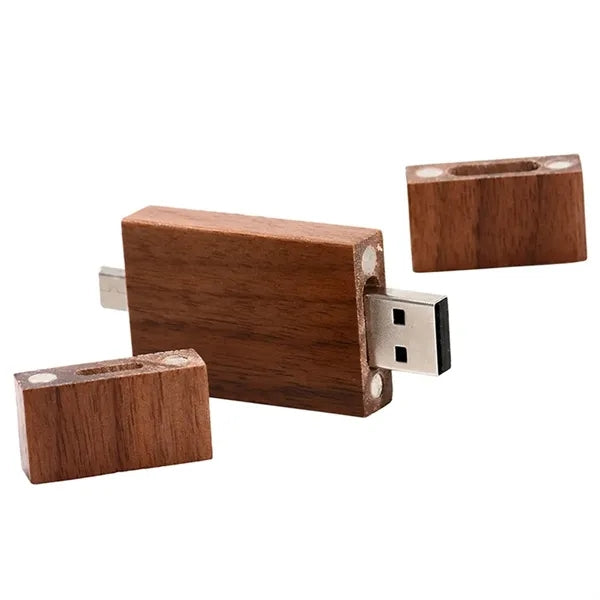 Dual Head OTG Design File Transfer Wooden 3.0 Flash Drive
