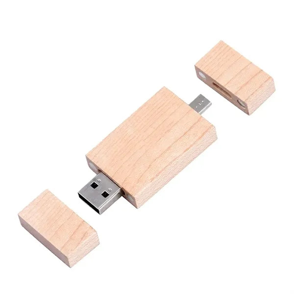 Dual Head OTG Design File Transfer Wooden 3.0 Flash Drive