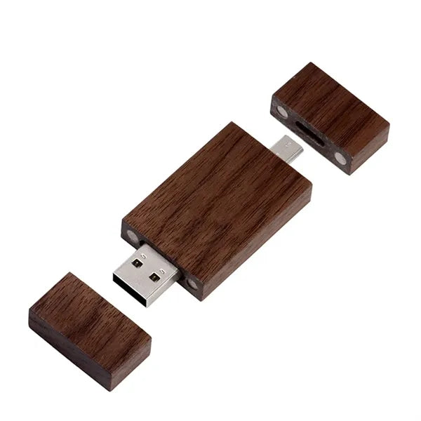 Dual Head OTG Design File Transfer Wooden 3.0 Flash Drive