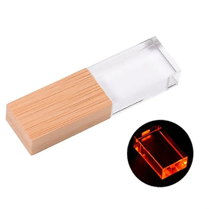 High-Speed Multi-Capacity Options LED Wooden USB Flash Drive