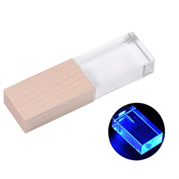 High-Speed Multi-Capacity Options LED Wooden USB Flash Drive