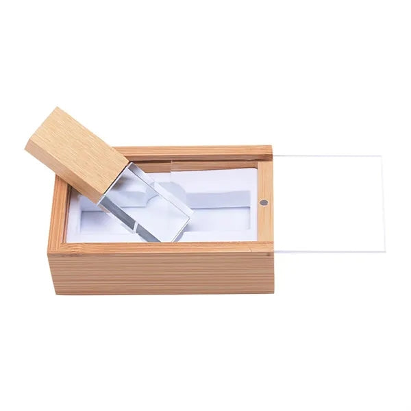 High-Speed Transfer Crystal LED Wooden USB Drive with Box