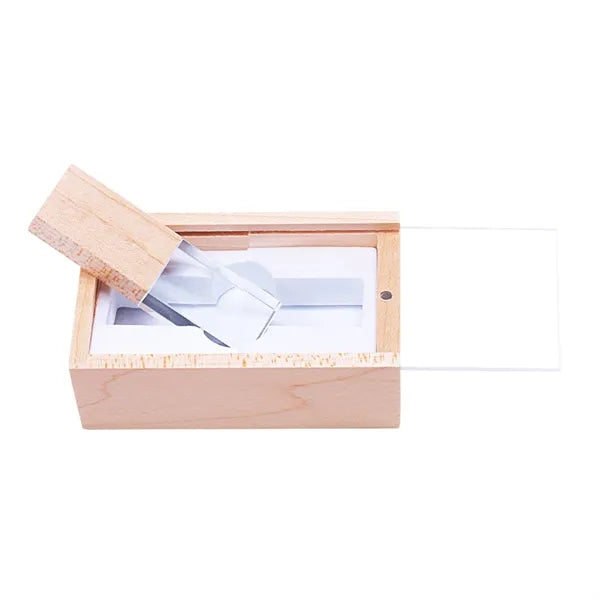 High-Speed Transfer Crystal LED Wooden USB Drive with Box