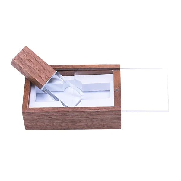 High-Speed Transfer Crystal LED Wooden USB Drive with Box