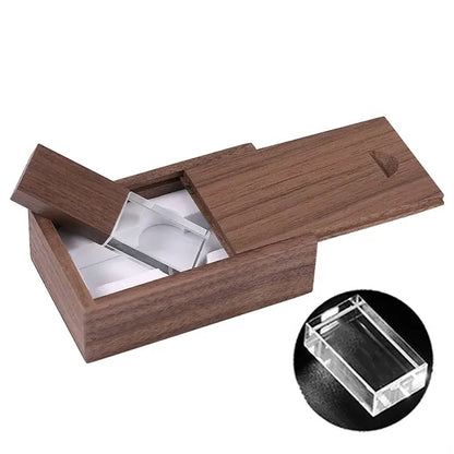 High-Speed Transfer Crystal LED Wooden USB Drive with Box