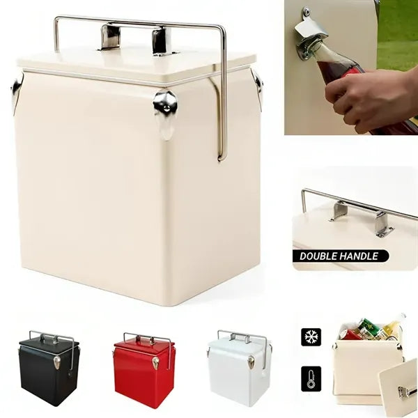 Retro Insulated Cooler with Bottle Opener 13L