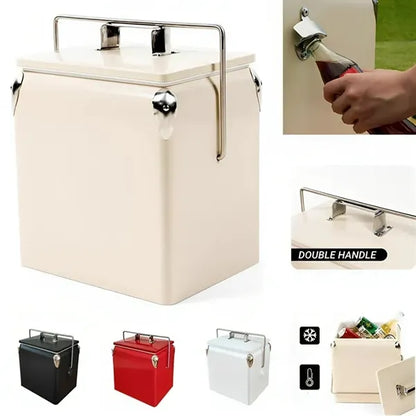 Retro Insulated Cooler with Bottle Opener 13L