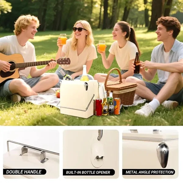 Retro Insulated Cooler with Bottle Opener 13L