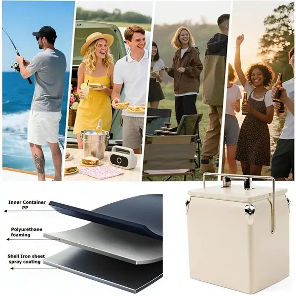 Retro Insulated Cooler with Bottle Opener 13L