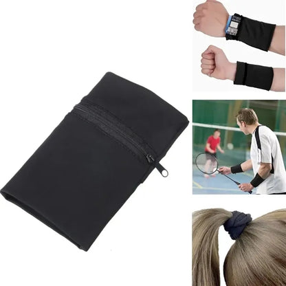 Zippered Wristband Pouch Reversible Wrist Wallet