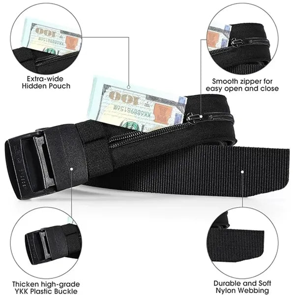 Travel Security Money Belt with Hidden Pocket