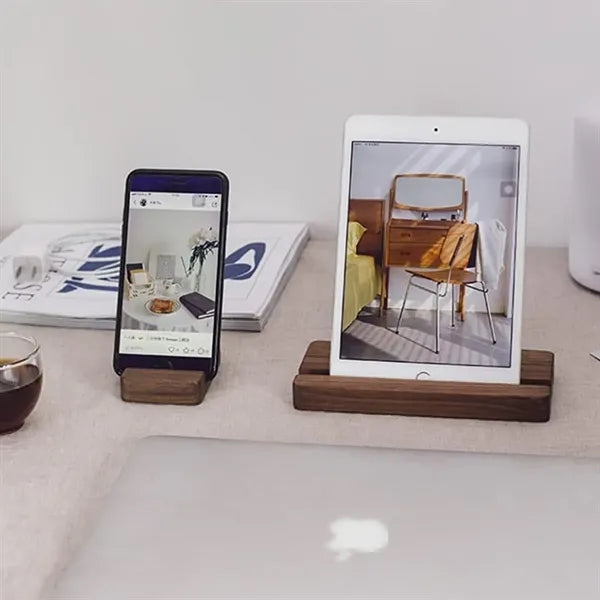 Compact Minimalist Stable Portable Solid Walnut Phone Stand