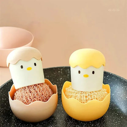 Egg-Shaped Detachable Fiber Bristles Rustproof Kitchen Brush
