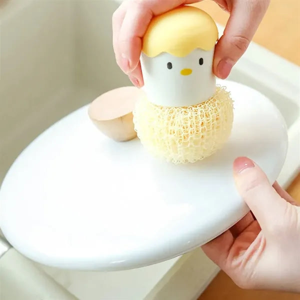 Egg-Shaped Detachable Fiber Bristles Rustproof Kitchen Brush