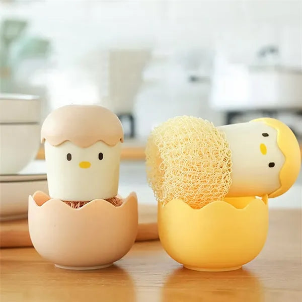 Egg-Shaped Detachable Fiber Bristles Rustproof Kitchen Brush