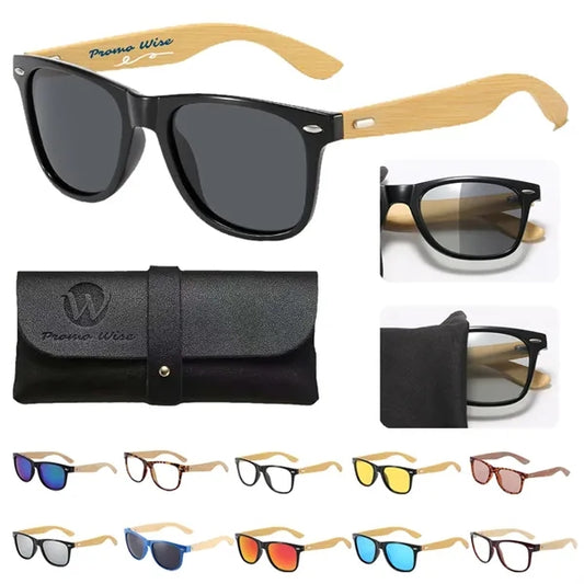 Eco-Friendly Bamboo Frame Sunglasses with Storage Pouch