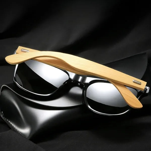Eco-Friendly Bamboo Frame Sunglasses with Storage Pouch
