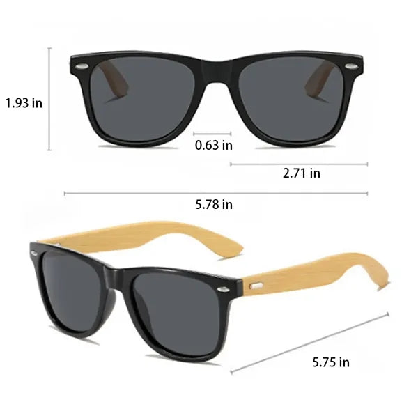 Eco-Friendly Bamboo Frame Sunglasses with Storage Pouch