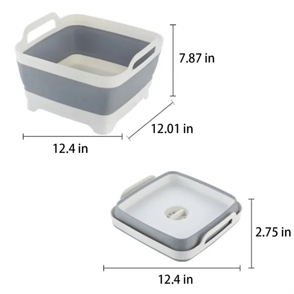 Collapsible Space-Saving Portable Basin with Drain Plug